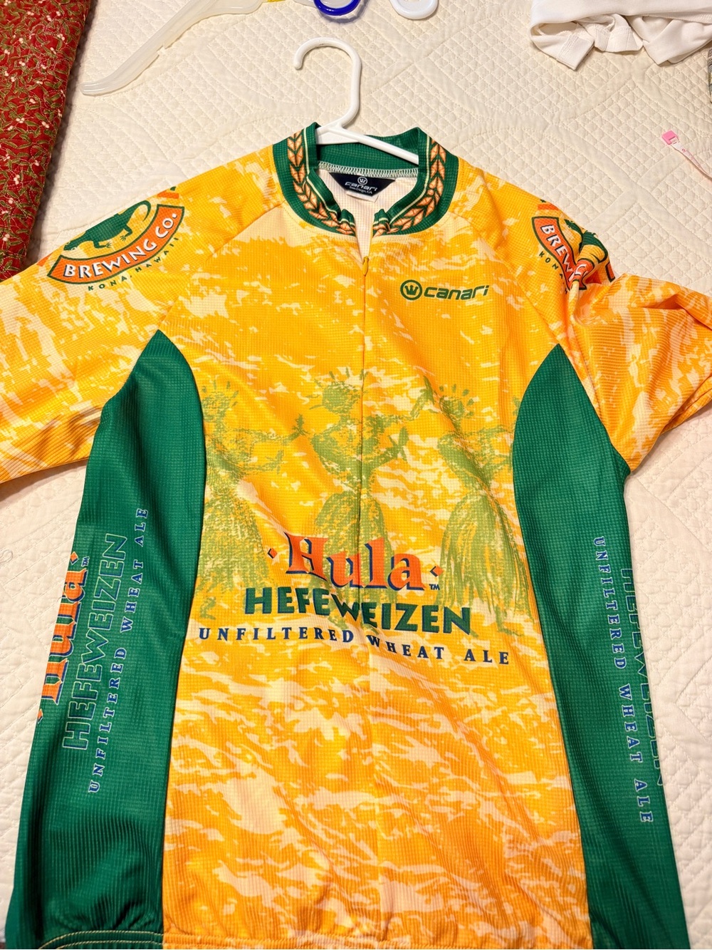 Canari Green and Yellow Cycling Jersey with Leaf Trim